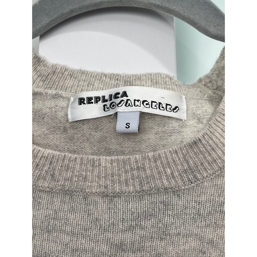 Replica Los Angeles David Bowie 100% Cashmere Sweater Grey Small Raglan Sleeve - Picture 2 of 8